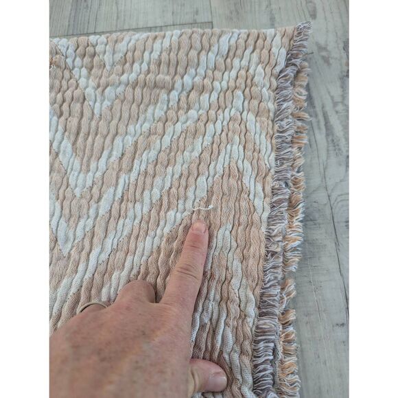 Piscatextil Throw Blanket cotton Chevron nude white gray neutral gauze - Picture 5 of 7